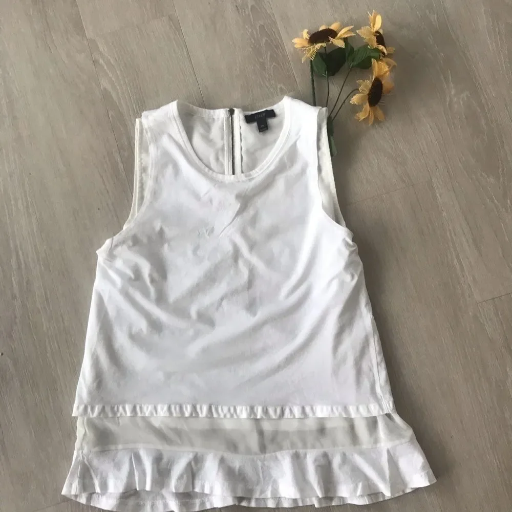 J.Crew Layered‎ Crew Neck Shell With Zip White XS